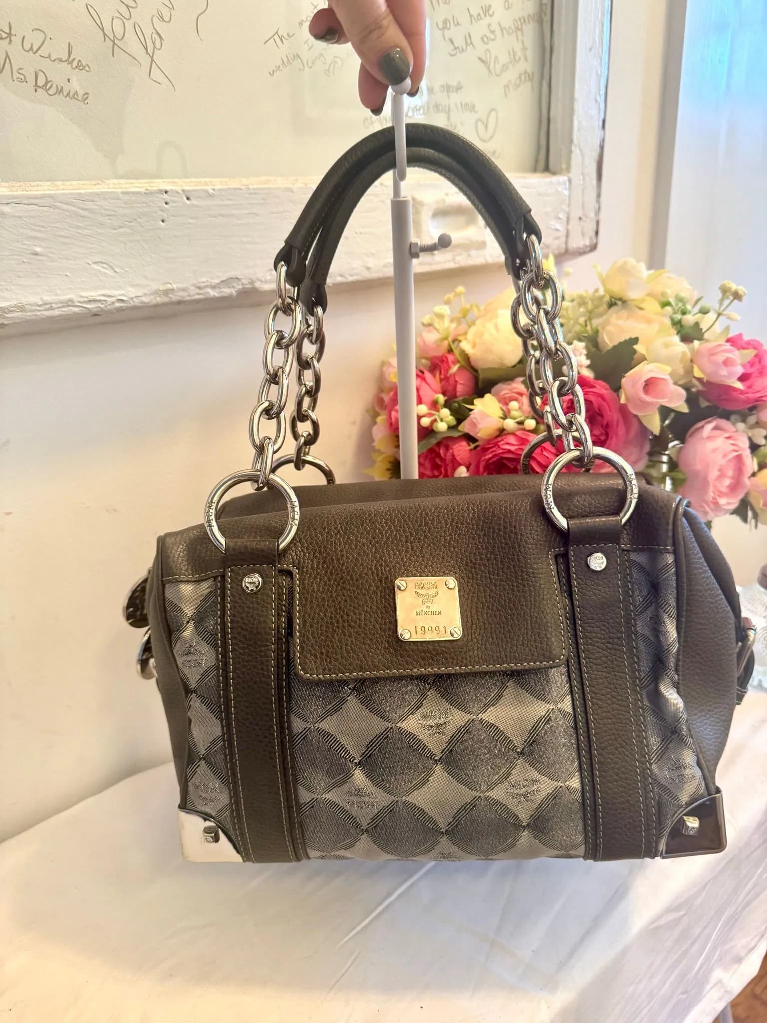 Authenticated Limited Edition Silver MCM Boston — pre-owned luxury designer bag | LaceLuxx