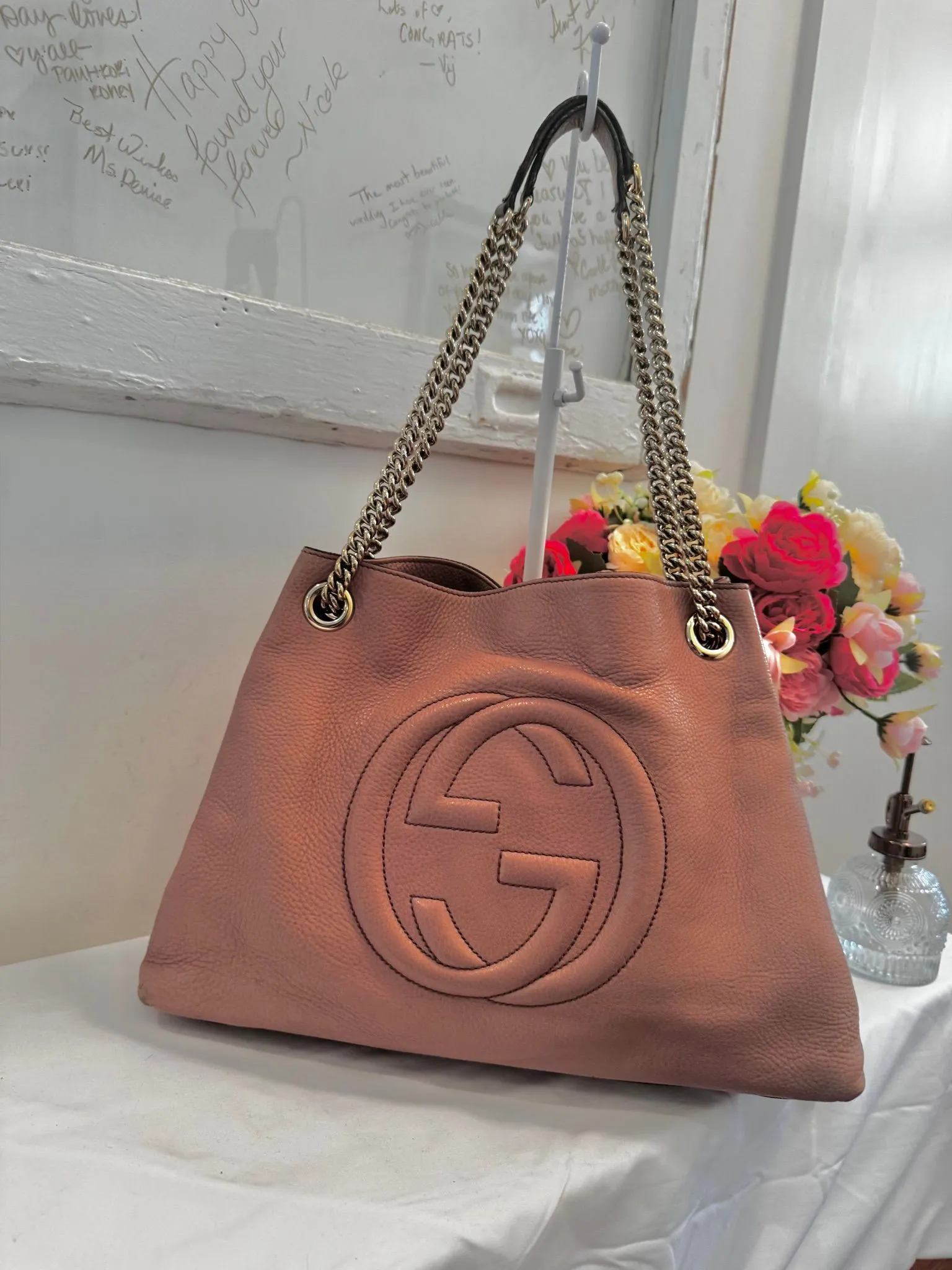 Authenticated Pink Gucci Soho Tote — pre-owned luxury designer bag | LaceLuxx