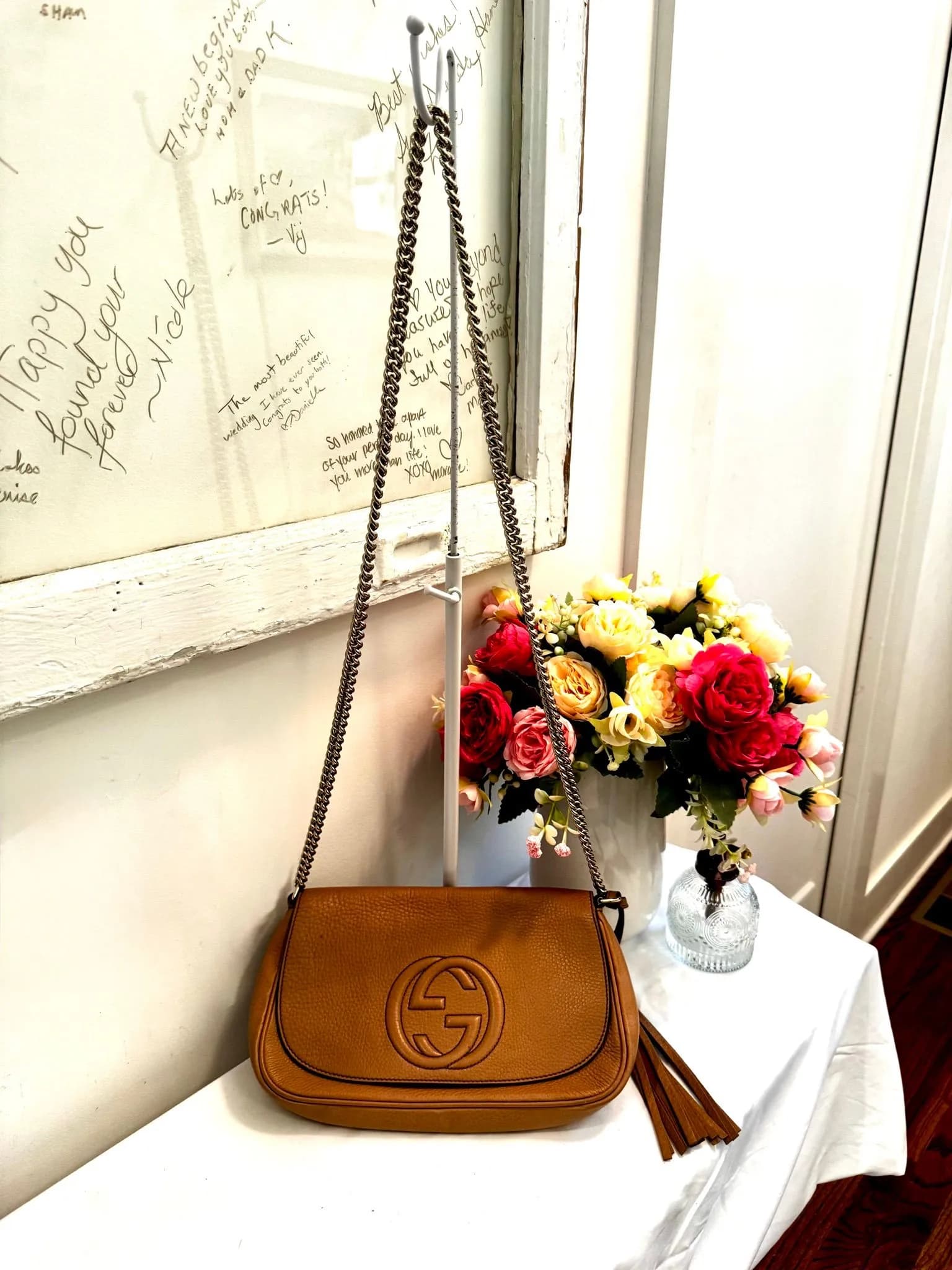 Authenticated Tan Gucci Soho Crossbody Bag — pre-owned luxury designer bag | LaceLuxx