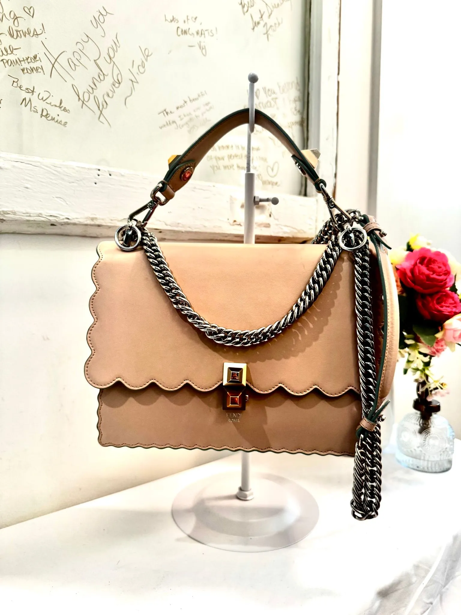 Authenticated Pink Fendi Khan Crossbody — pre-owned luxury designer bag | LaceLuxx