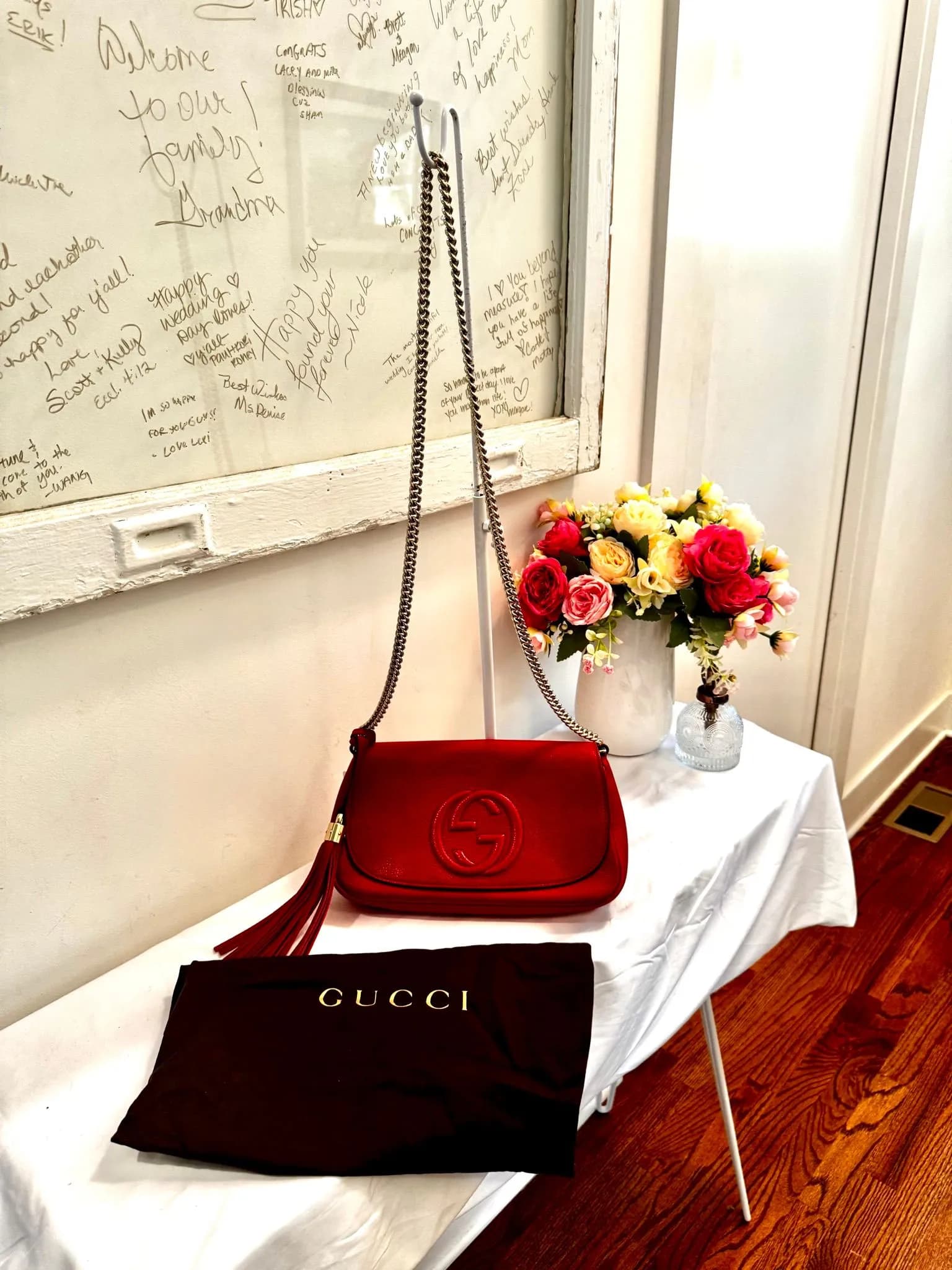 Authenticated Red Gucci Soho Crossbody Bag — pre-owned luxury designer bag | LaceLuxx