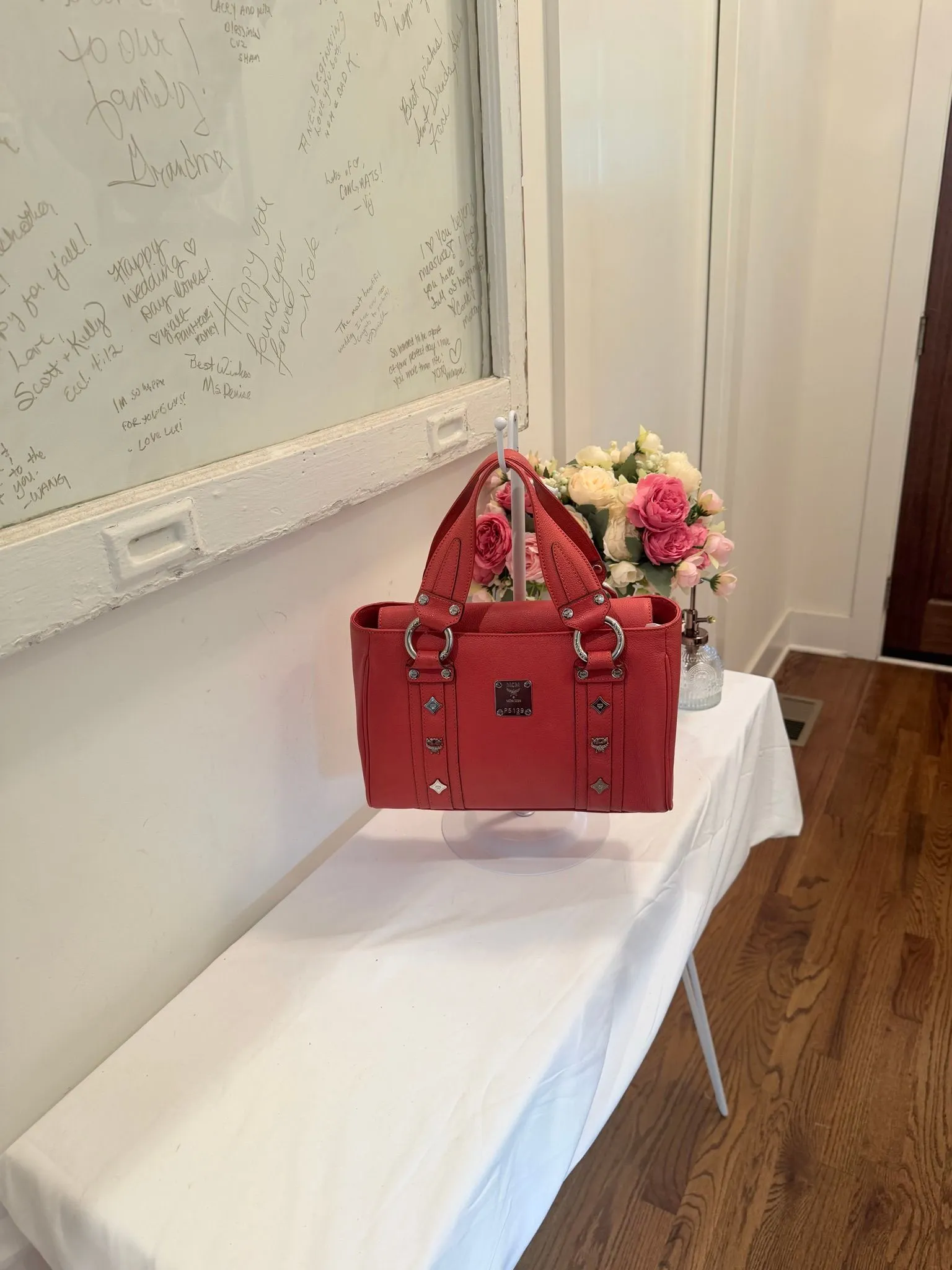 Authenticated Orange Top Handle MCM Bag with Silver Hardware — pre-owned luxury designer bag | LaceLuxx