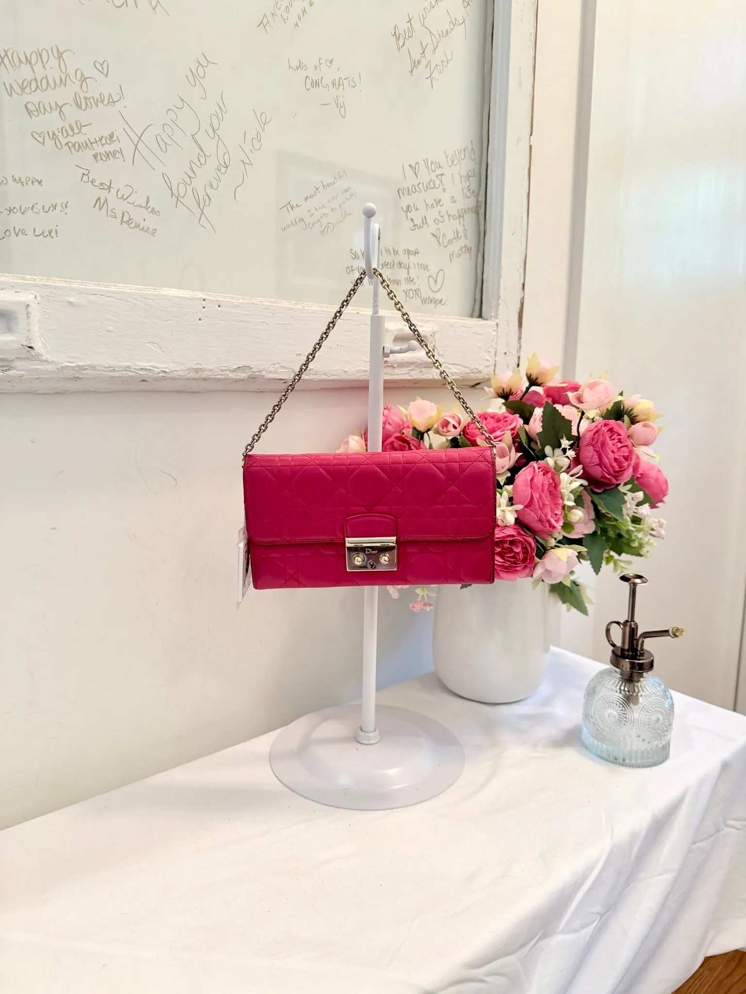 Authenticated Hot Pink Dior Miss Dior Promenade Mini Shoulder Bag — pre-owned luxury designer bag | LaceLuxx