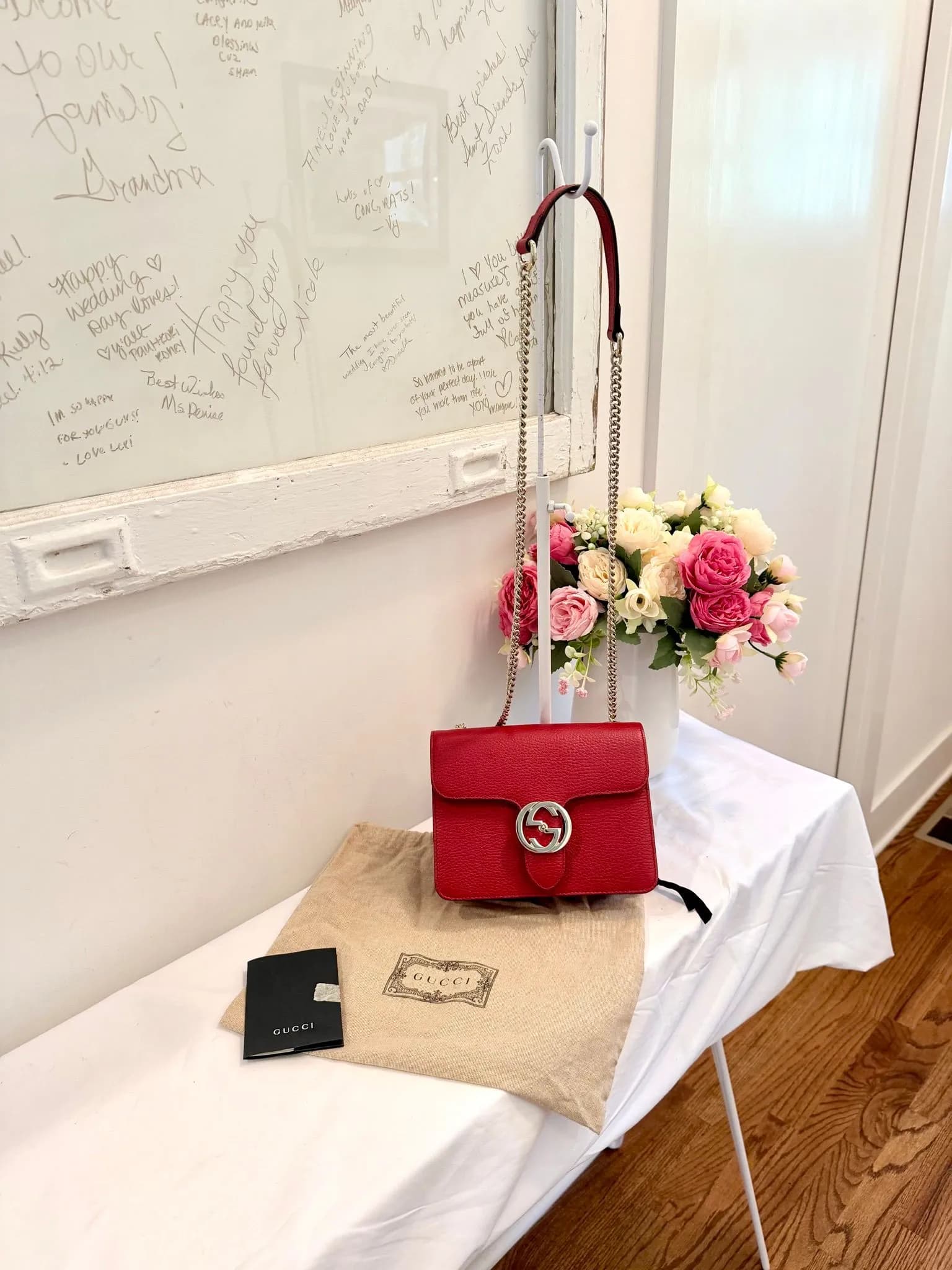Authenticated Red Gucci Interlocking Crossbody — pre-owned luxury designer bag | LaceLuxx