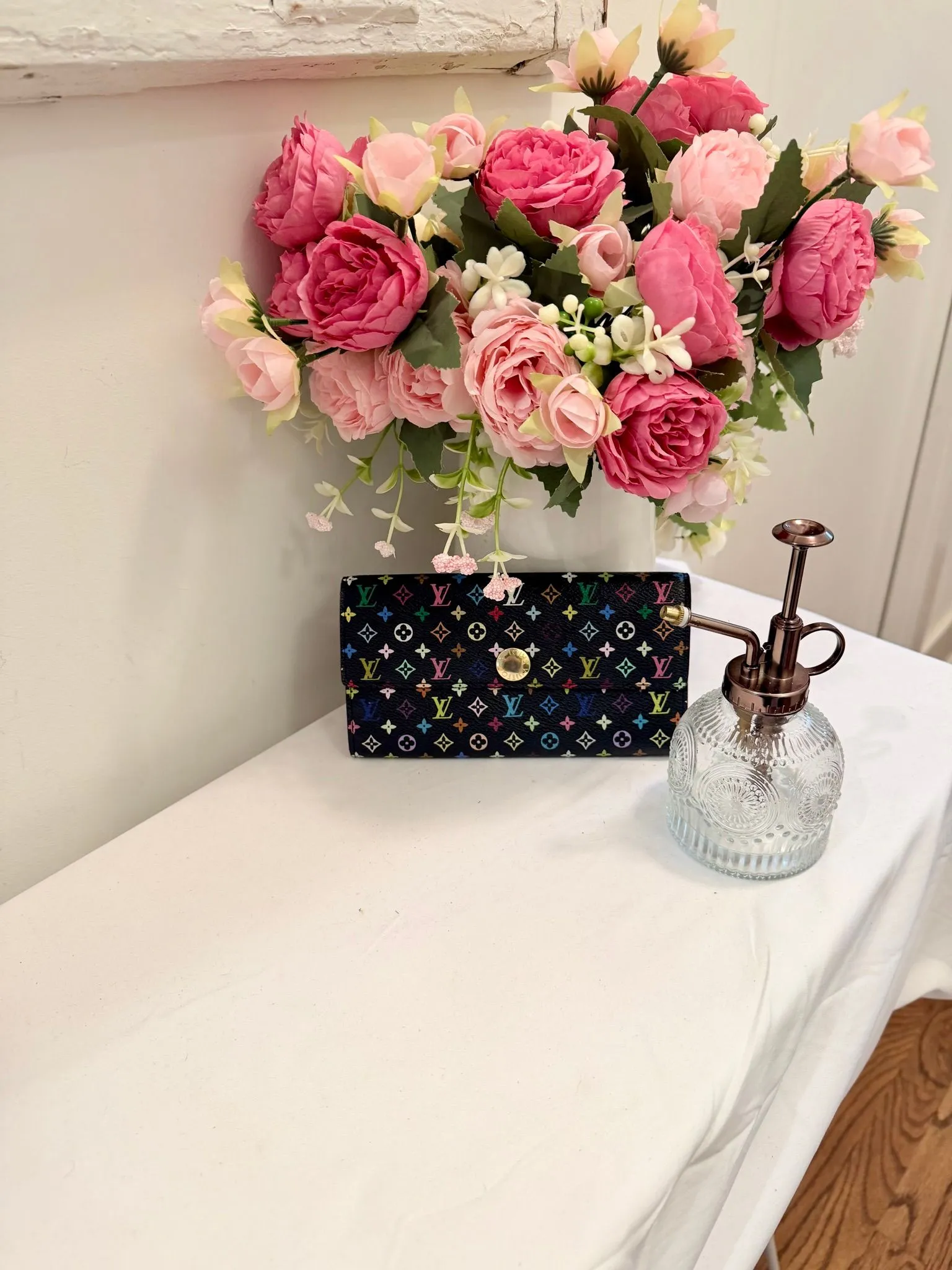 Authenticated Black Murakami Louis Vuitton Sarah Wallet — pre-owned luxury designer bag | LaceLuxx