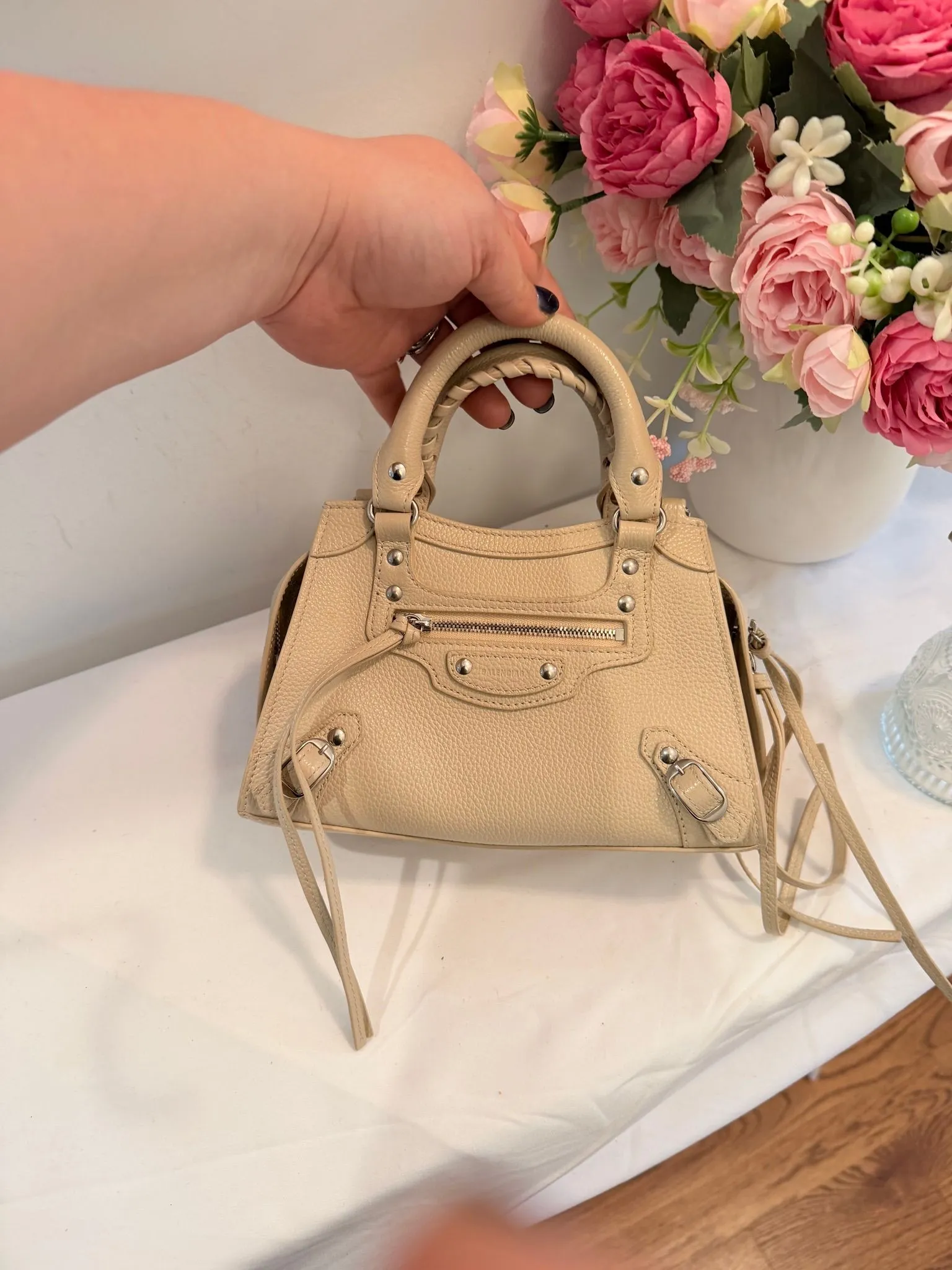 Authenticated Beige Balenciaga Neo Classic Bag Mini — pre-owned luxury designer bag | LaceLuxx