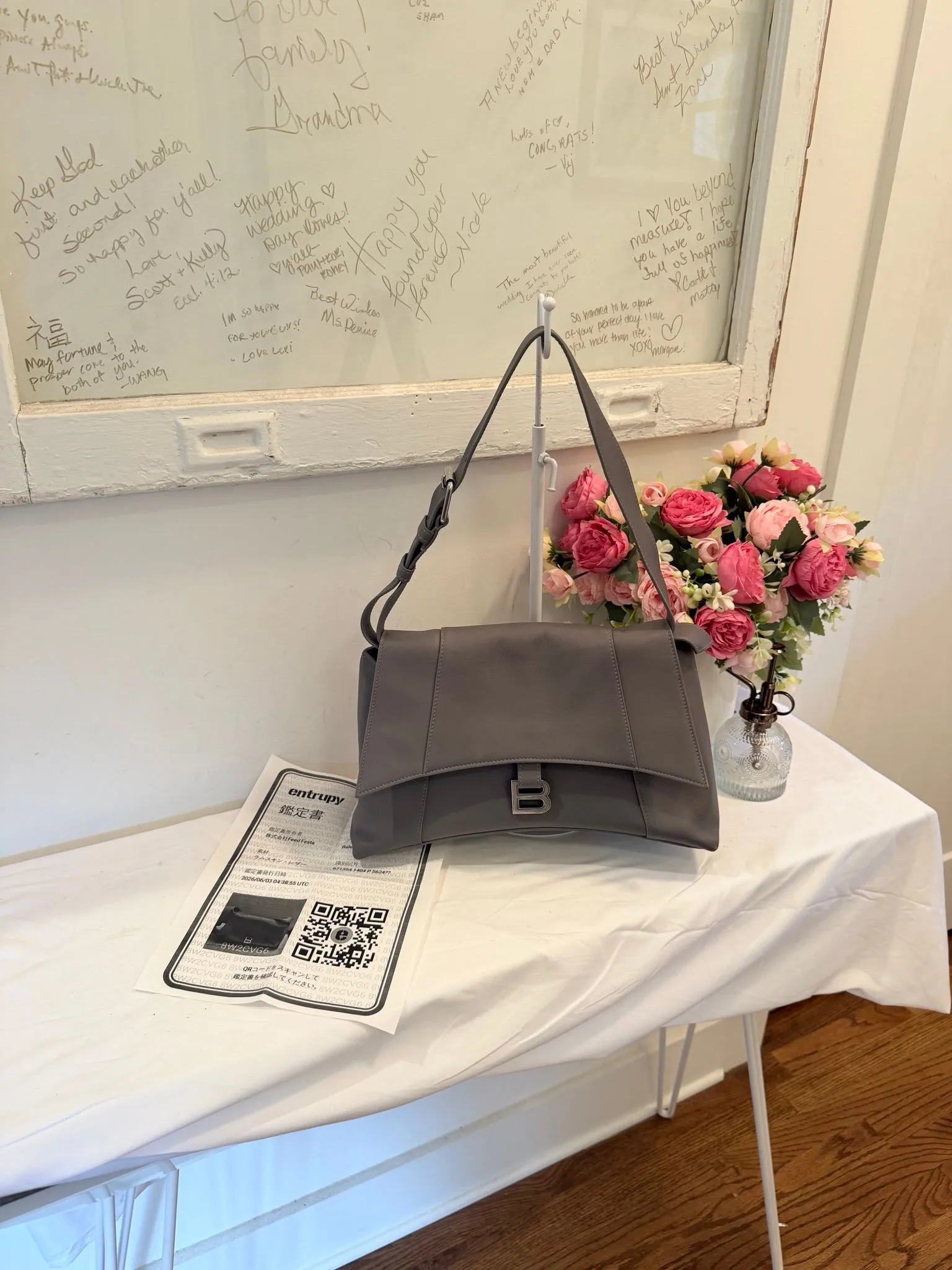 Authenticated Grey Balenciaga Downtown Bag — pre-owned luxury designer bag | LaceLuxx