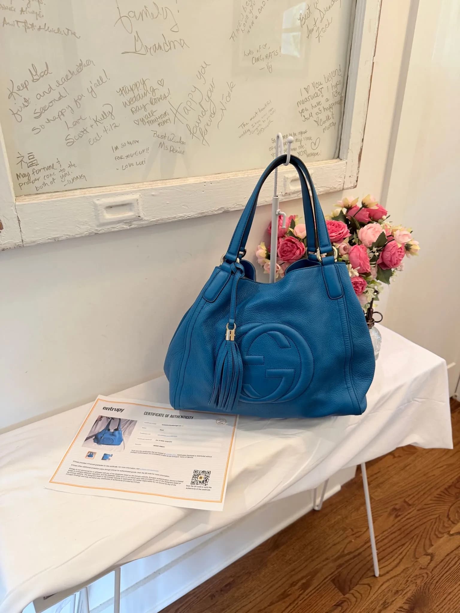 Authenticated Blue Gucci Soho Shoulder Bag — pre-owned luxury designer bag | LaceLuxx