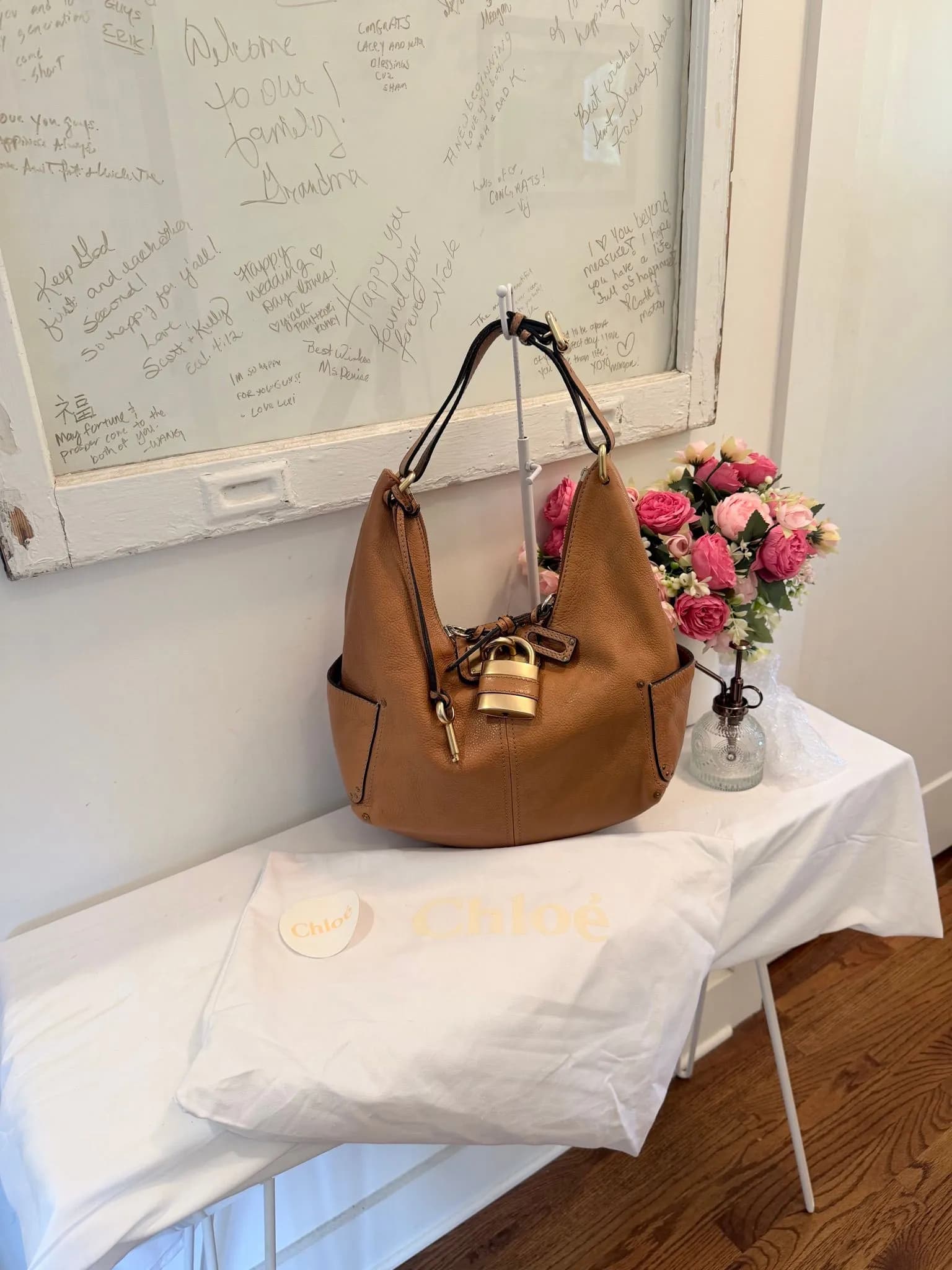 Authenticated Cognac Chloe Paddington Crescent Hobo Shoulder Bag — pre-owned luxury designer Chloé bag | LaceLuxx
