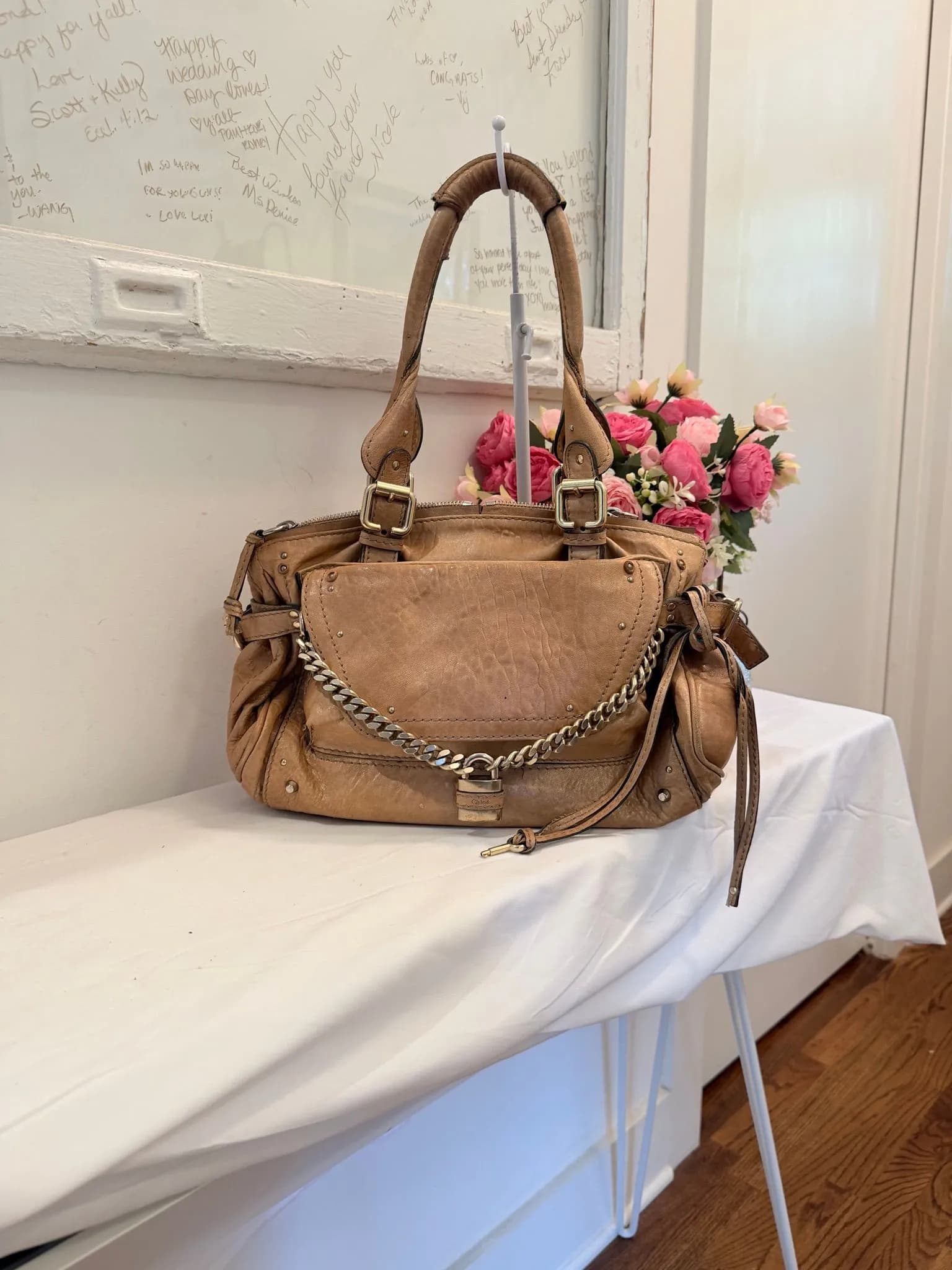 Authenticated Brown Chloe Paddington Capaule Satchel Shoulder Bag — pre-owned luxury designer Chloé bag | LaceLuxx