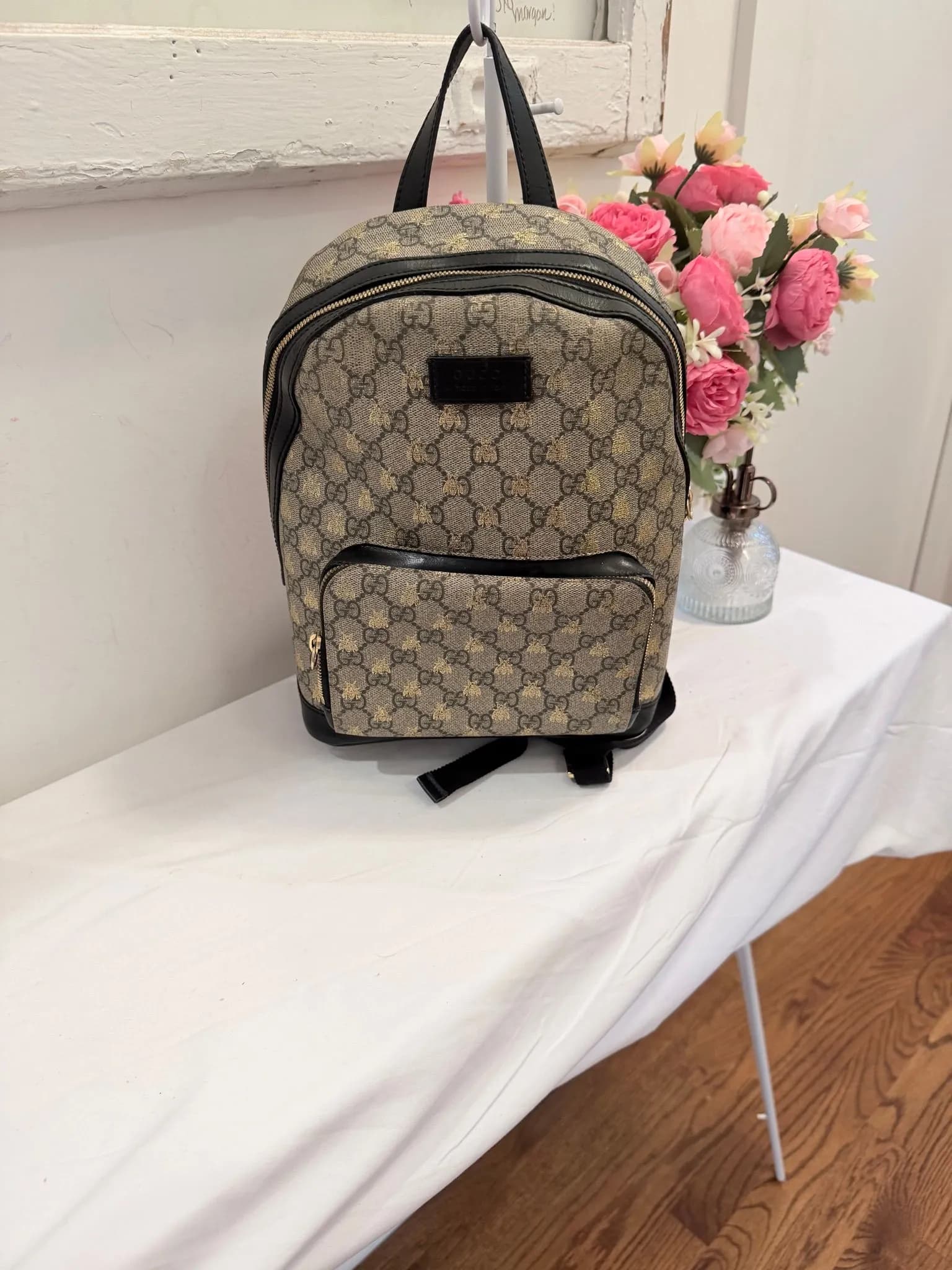 Authenticated Gucci GG Supreme Limited Edition Bees Backpack — pre-owned luxury designer bag | LaceLuxx