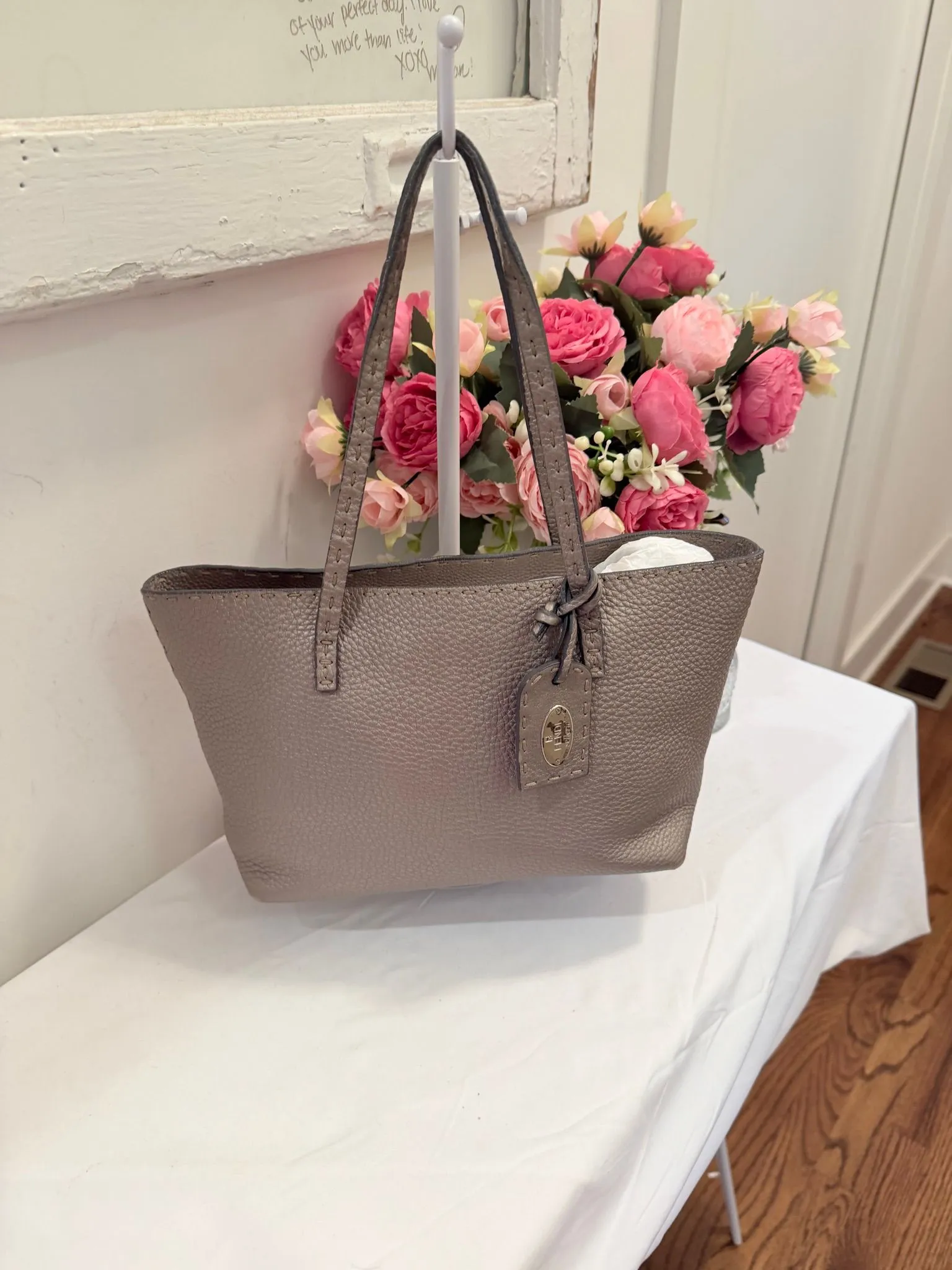 Authenticated Silver Fendi Selleria Mini Tote Bag — pre-owned luxury designer bag | LaceLuxx
