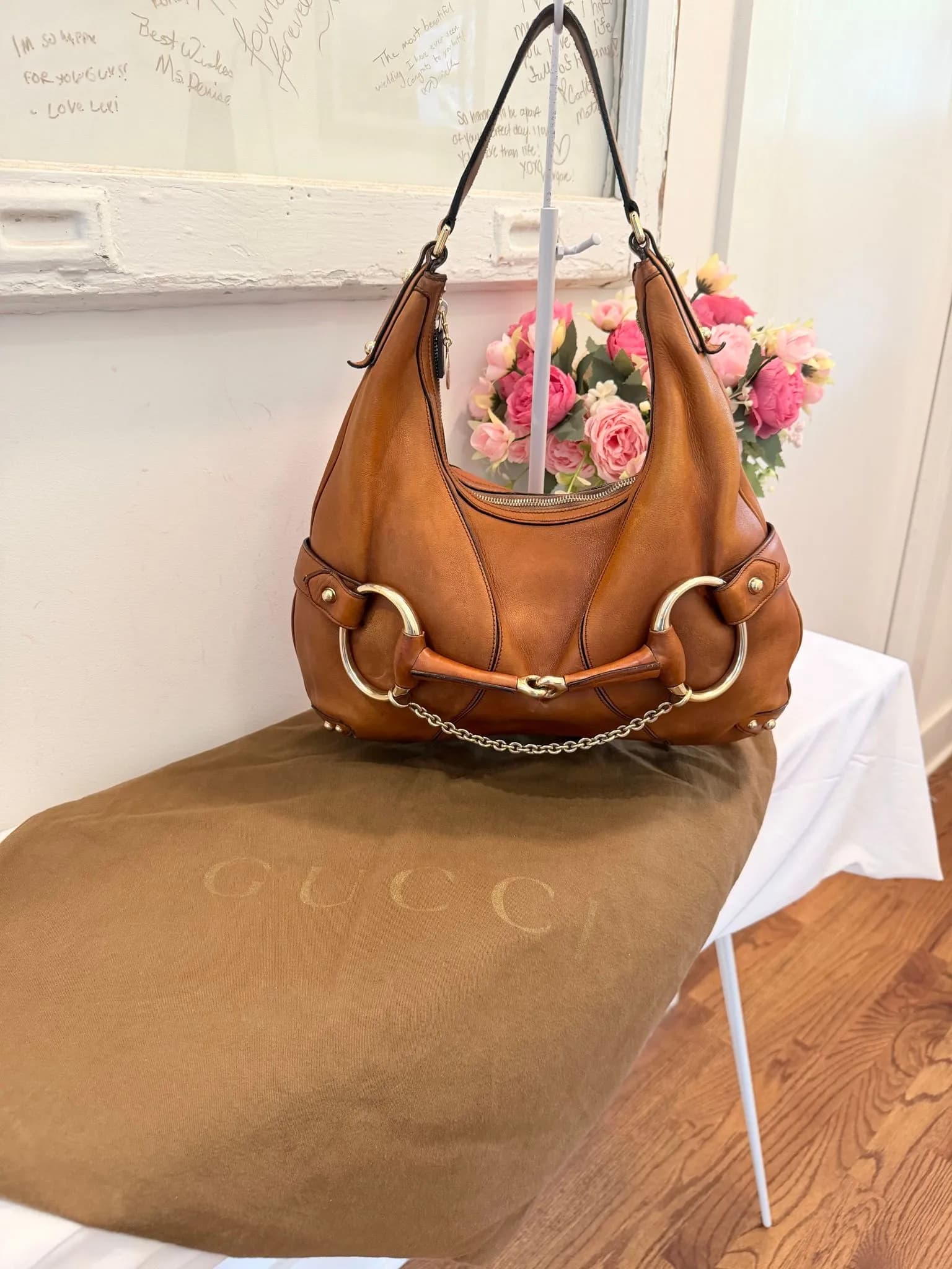 Authenticated Cognac Vintage Gucci Horsebit Hobo Shoulder Bag — pre-owned luxury designer bag | LaceLuxx