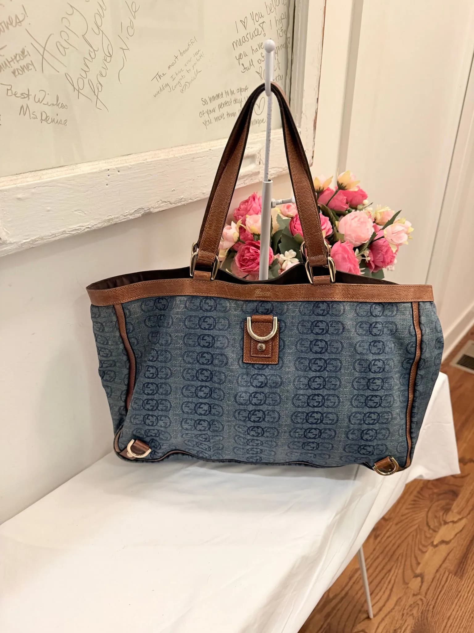 Authenticated Denim Gucci Abbey Tote — pre-owned luxury designer bag | LaceLuxx