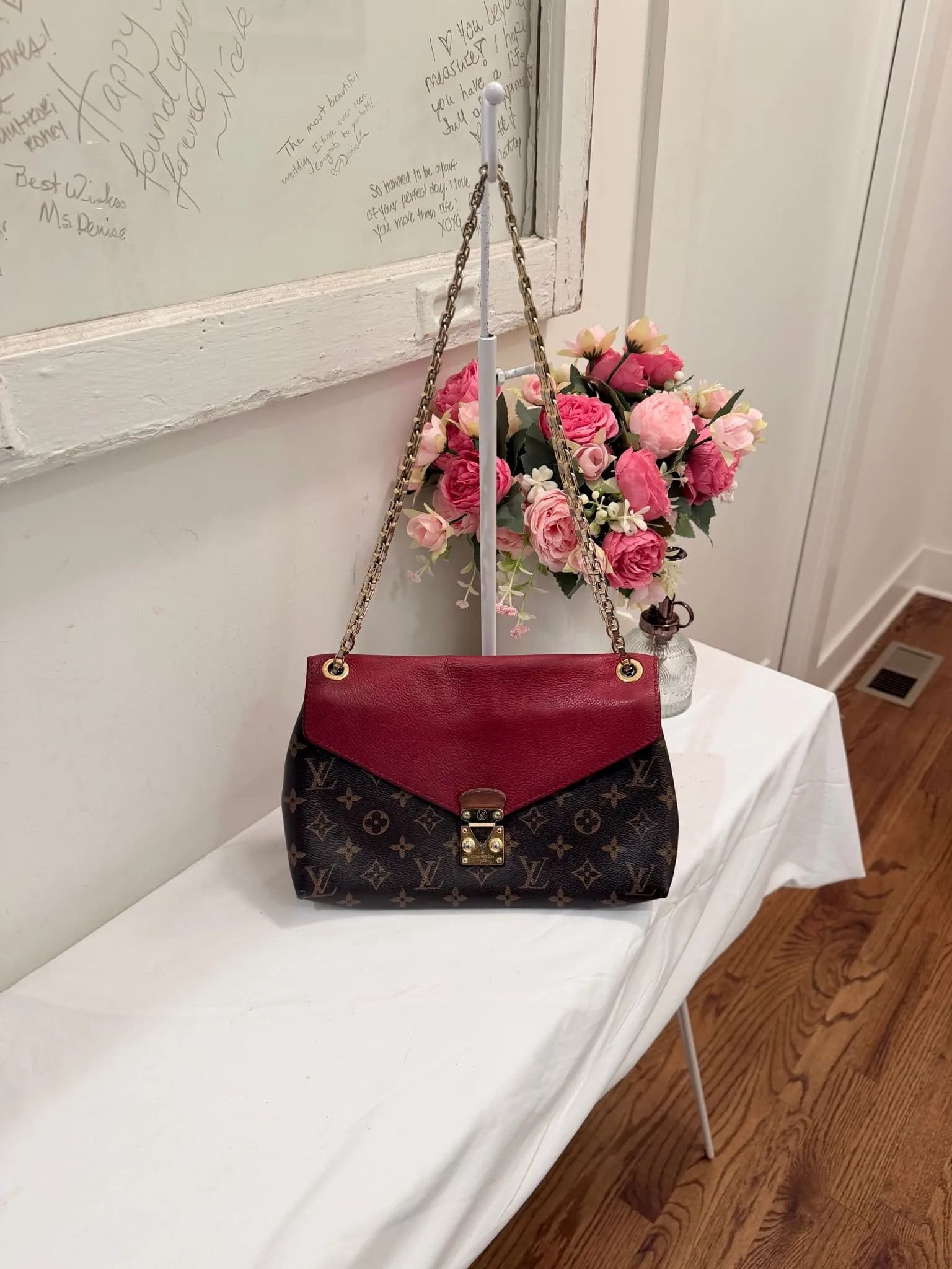 Authenticated Louis Vuitton Pallas Cerises Bag — pre-owned luxury designer bag | LaceLuxx