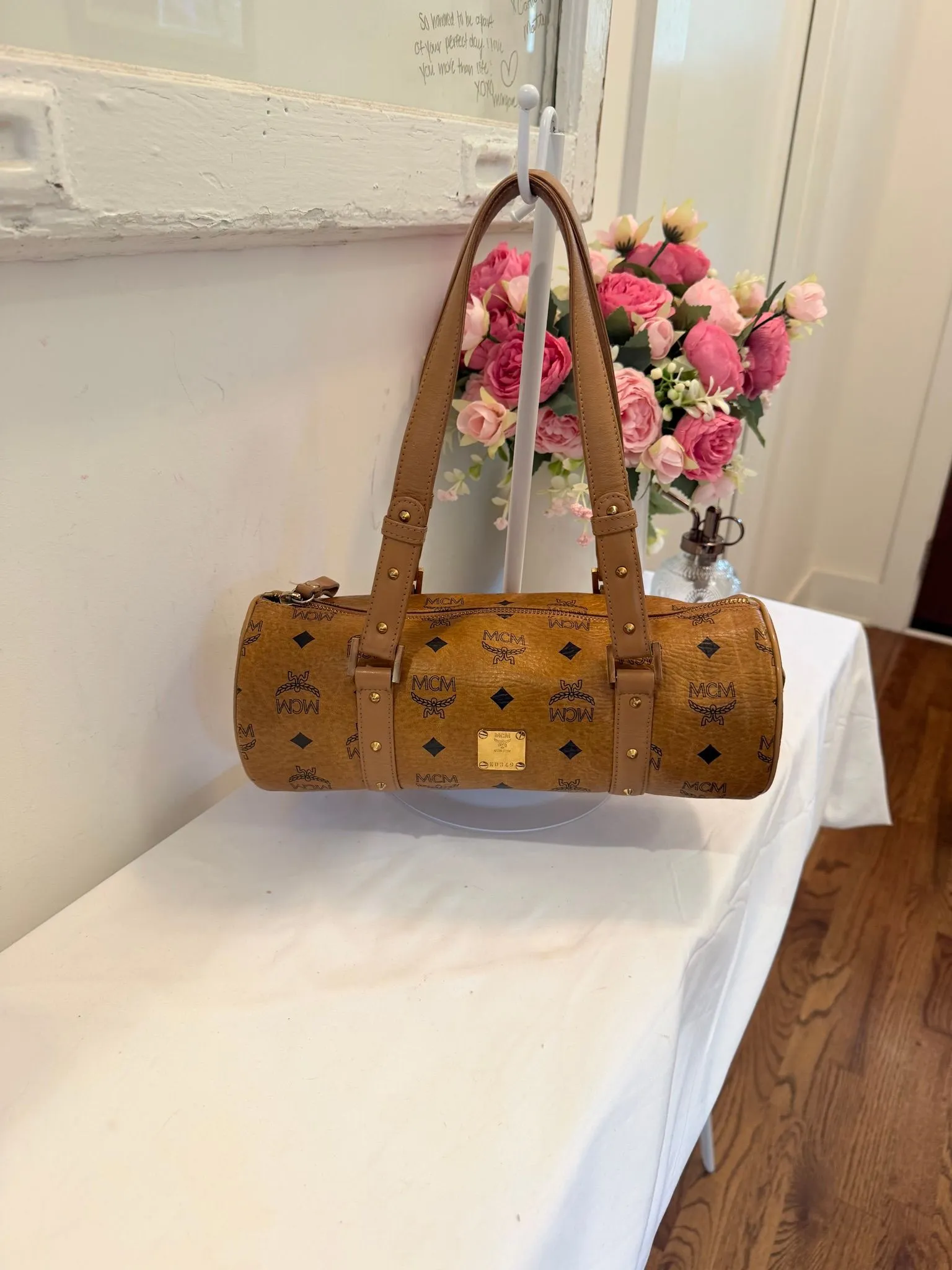 Authenticated Cognac MCM Papillon with Gold Hardware — pre-owned luxury designer MCM bag | LaceLuxx
